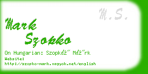 mark szopko business card