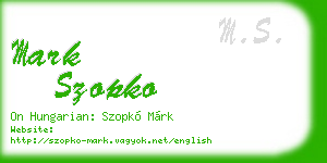 mark szopko business card